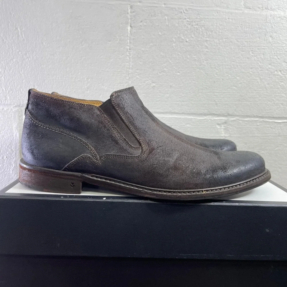 John Varvatos Brown Suede Low Chelsea Boots Pull On Men's‎ Size 11 Made In Italy